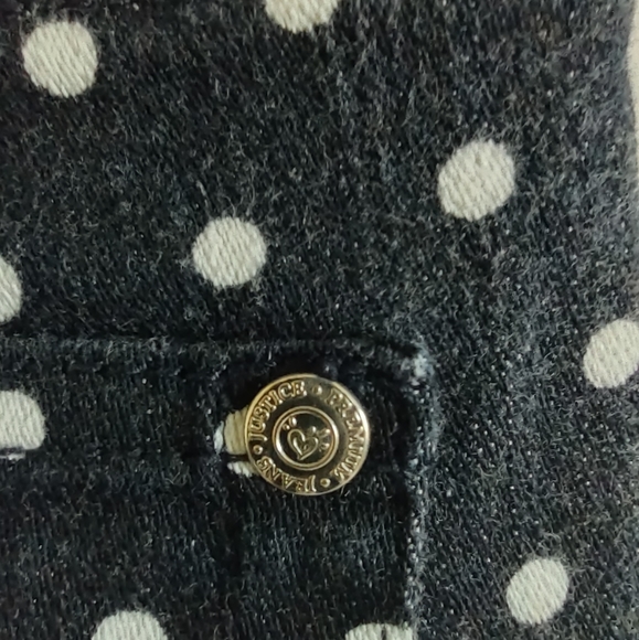 Big Girls Justice Premium Jeans Simply Low Polka Dot Black Size 12r like new - Picture 4 of 5